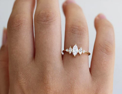 Art Deco Inspired Marquise Diamond Engagement Ring