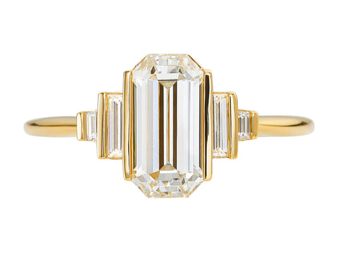 Emerald Cut Diamond Three-Stone Engagement Ring