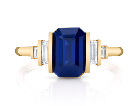 Emerald Cut Diamond Three-Stone Engagement Ring