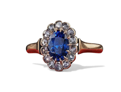 Victorian Sapphire and Diamond Antique Ring (circa 1900)