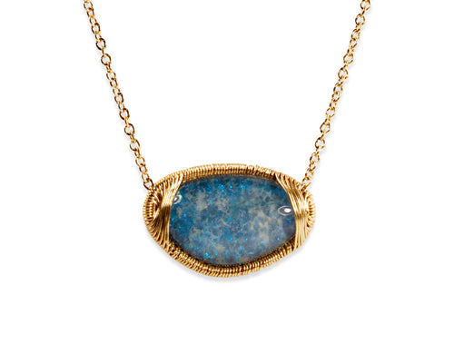 Opal Pendant Necklace in 14K Yellow Gold