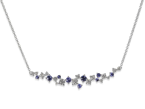 Rose Cut Diamond Flower Necklace in Platinum