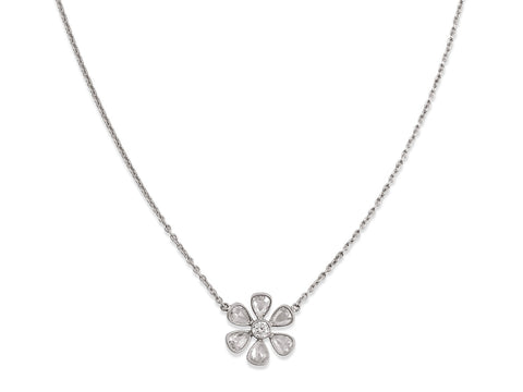 Bezel Diamond Necklace in White Gold