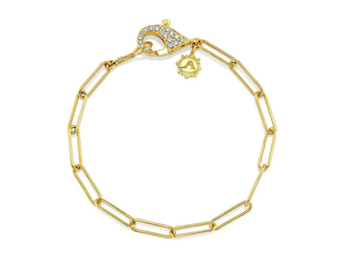 Paperclip Chain Bracelet with Pavé Diamond Clasp