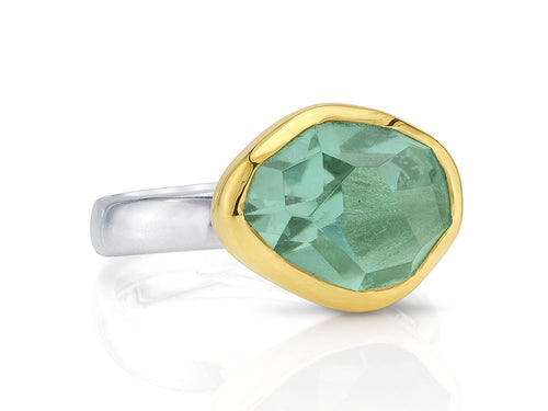 Bezel Set Green Amethyst Ring
