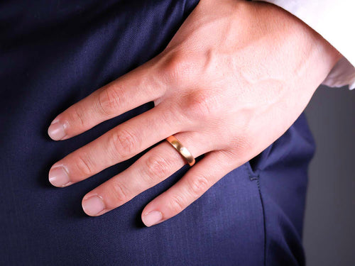 18K Red Gold and Solid Wood Men's Wedding Band