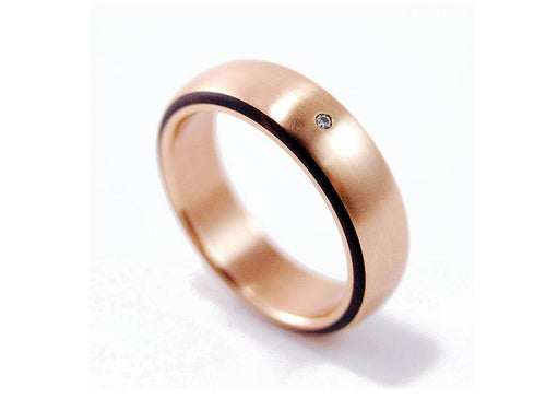 18K Red Gold and Solid Wood Men's Wedding Band