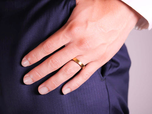 18K Yellow Gold and Solid Wood Men's Wedding Band