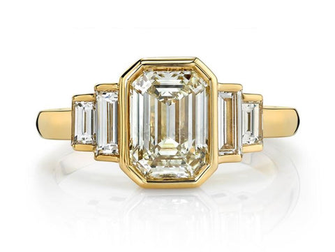 Emerald Cut Diamond Three-Stone Engagement Ring