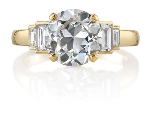 Antique Moval Diamond Engagement Ring