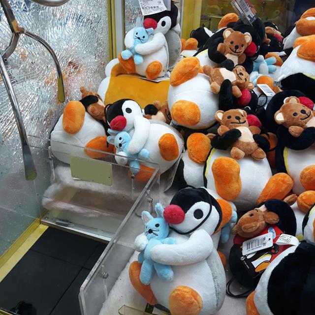 The merchandises and prizes in the claw machine